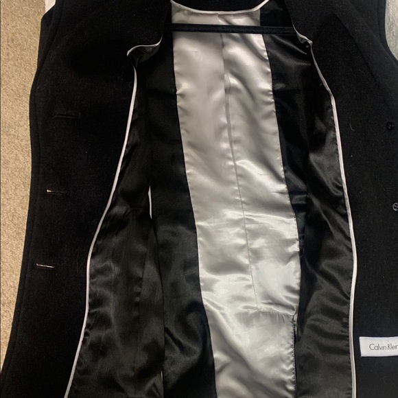 Calvin Klein Women's Classic Black Pea Coat - Picture 4 of 4